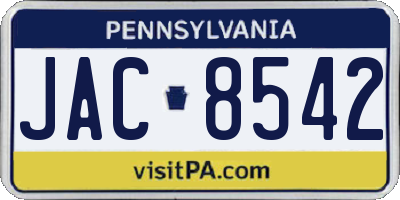 PA license plate JAC8542