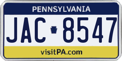 PA license plate JAC8547