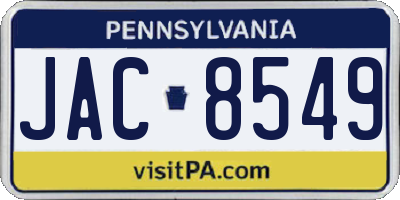 PA license plate JAC8549