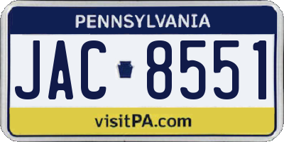 PA license plate JAC8551