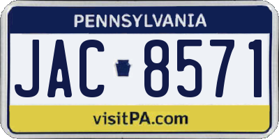 PA license plate JAC8571