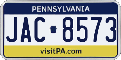 PA license plate JAC8573