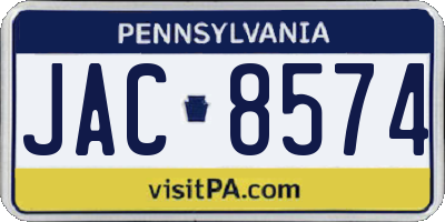 PA license plate JAC8574