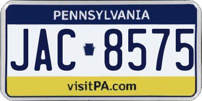 PA license plate JAC8575