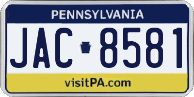 PA license plate JAC8581