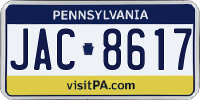PA license plate JAC8617