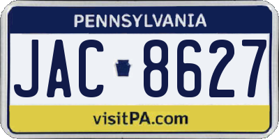 PA license plate JAC8627