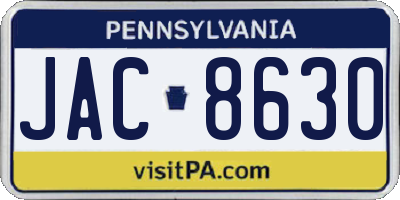 PA license plate JAC8630