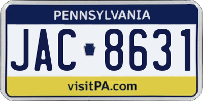 PA license plate JAC8631