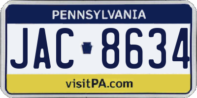 PA license plate JAC8634