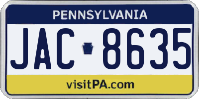 PA license plate JAC8635