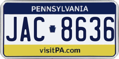 PA license plate JAC8636