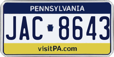 PA license plate JAC8643