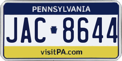 PA license plate JAC8644