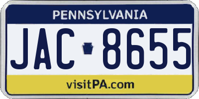 PA license plate JAC8655