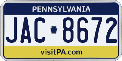 PA license plate JAC8672