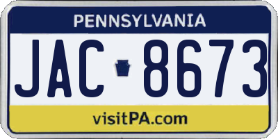 PA license plate JAC8673
