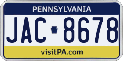 PA license plate JAC8678