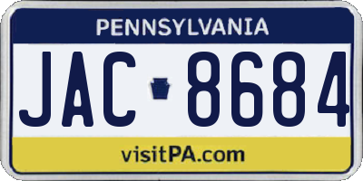 PA license plate JAC8684