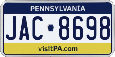 PA license plate JAC8698