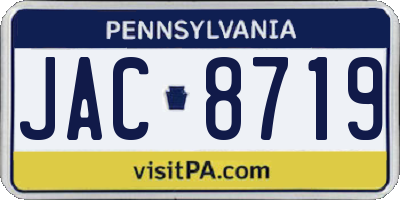 PA license plate JAC8719