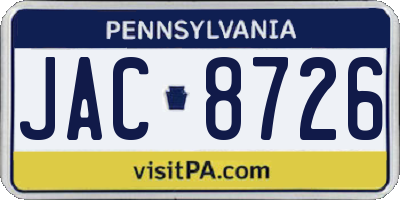 PA license plate JAC8726