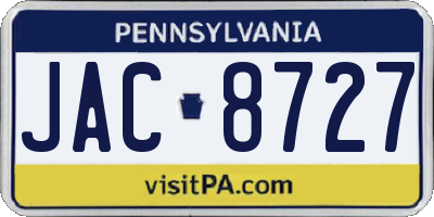 PA license plate JAC8727