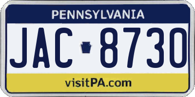 PA license plate JAC8730