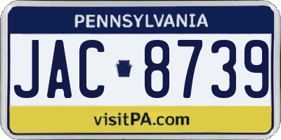 PA license plate JAC8739