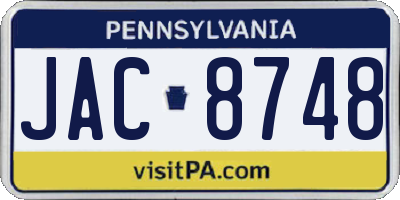 PA license plate JAC8748