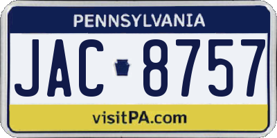 PA license plate JAC8757