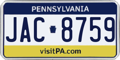 PA license plate JAC8759