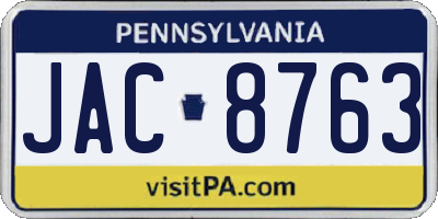PA license plate JAC8763