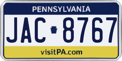 PA license plate JAC8767