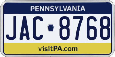 PA license plate JAC8768