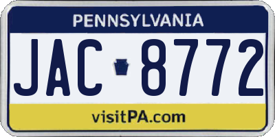 PA license plate JAC8772