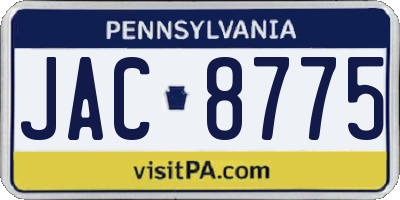 PA license plate JAC8775