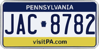 PA license plate JAC8782