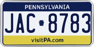 PA license plate JAC8783