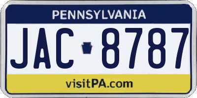 PA license plate JAC8787