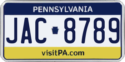 PA license plate JAC8789