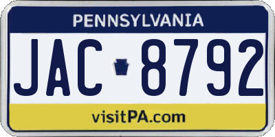 PA license plate JAC8792