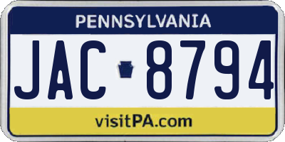PA license plate JAC8794