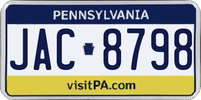 PA license plate JAC8798