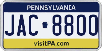 PA license plate JAC8800