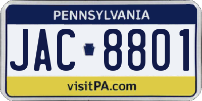 PA license plate JAC8801