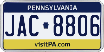 PA license plate JAC8806