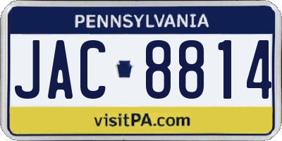 PA license plate JAC8814