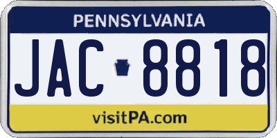 PA license plate JAC8818