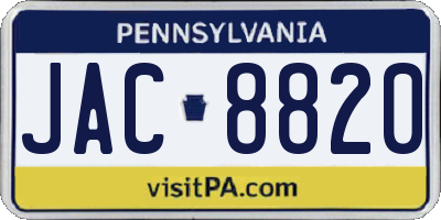 PA license plate JAC8820